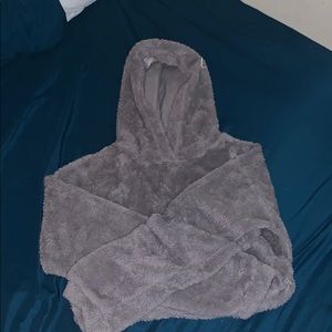Gray fluffy hoodie